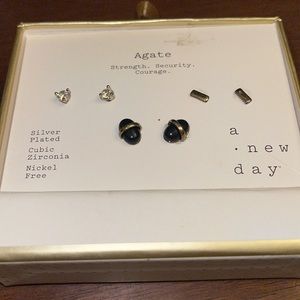 Agate Earrings nickelfree set of three